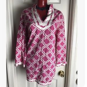 346 Brooks Brothers Cotton Pink/White-Tunic Blouse Top -Sz XL